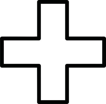 Simple Black Cross Symbol Icon.