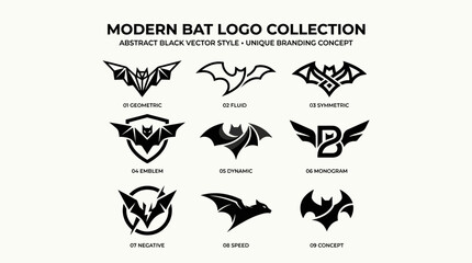 Fototapeta premium Black Bat Logos Collection Designs.