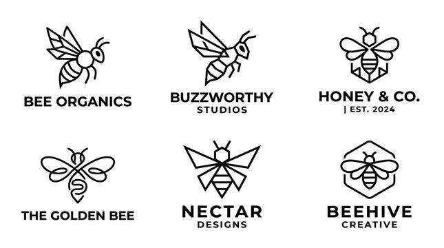 Black and white bee company logos.