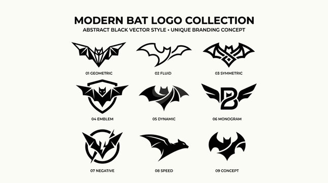 Black Bat Logos Collection Designs.