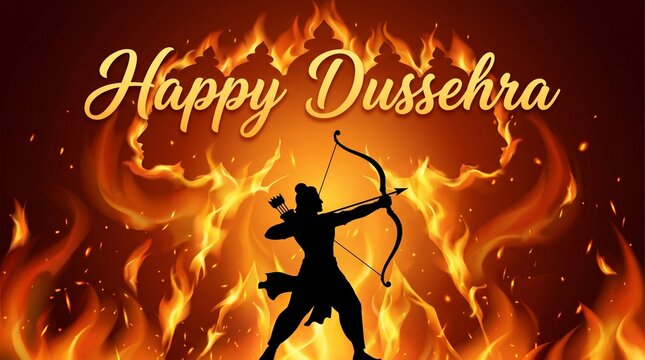 Happy Dussehra and Subh Vijayadashami with ravan dahan