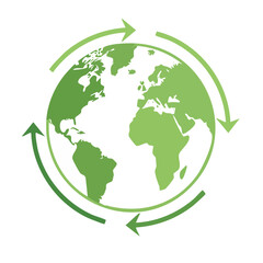 Obraz premium Green Earth with recycling arrows icon