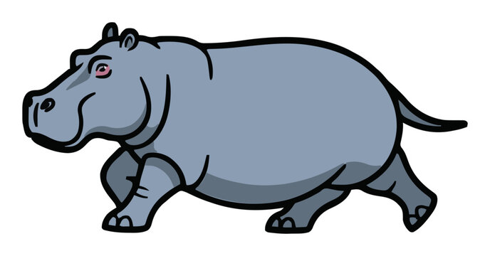 Running hippopotamus front view flat vector illustra.... Generative AI