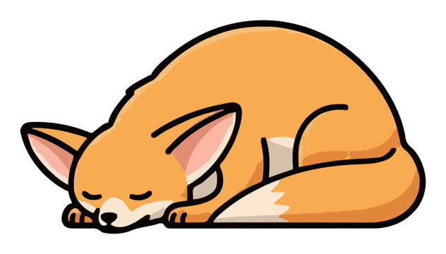 Sleeping fennec fox perspective view vector illustra.... Generative AI