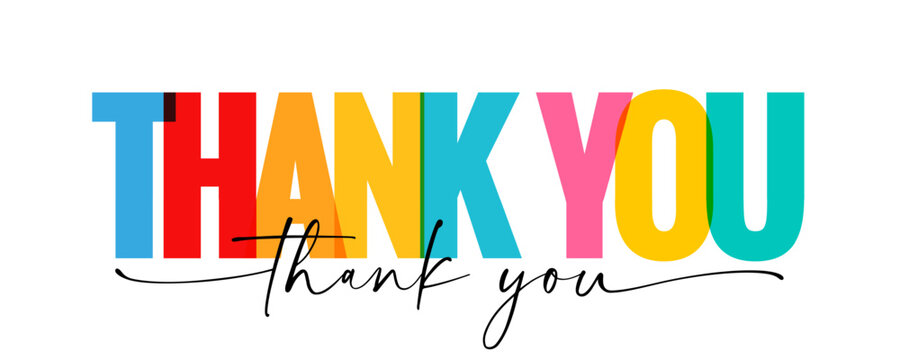 Thank you, inspiration phrase design. Colored typography quote for gratitude design. Vector phrase design for card or motivation banner. Vector illustration