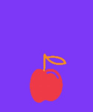 red apple with a ribbon