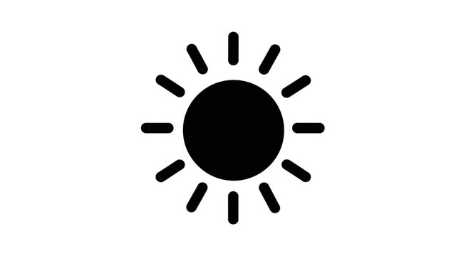 Simple Black Sun Icon Graphic.