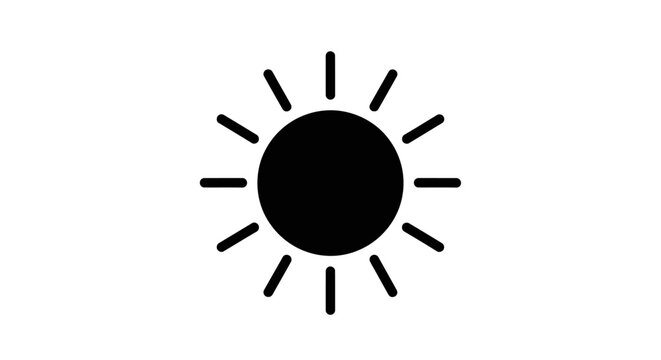 Simple Black Sun Icon Symbol.
