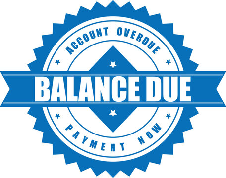 A blue balance due account overdue payment now seal for urgent financial reminders