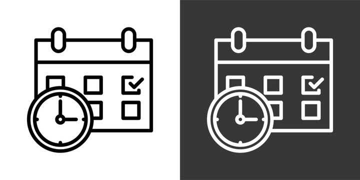 Schedule White And Black Icon Set Multiple Style Collection Pack Vector Illustration