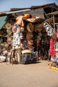 Vendor stall selling household goods at a downtown market in Asmara, Eritrea