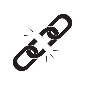 Broken metal chain icon representing freedom and separation