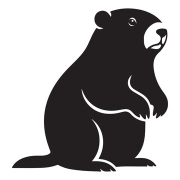 Groundhog silhouette vector icon standing woodchuck marmot animal profile for wildlife design