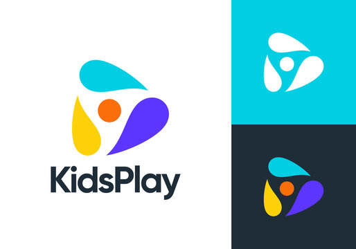 play and people logo design vector concept