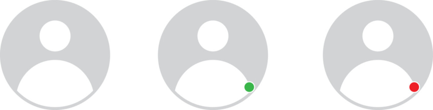 User profile placeholder icon set with online and offline status