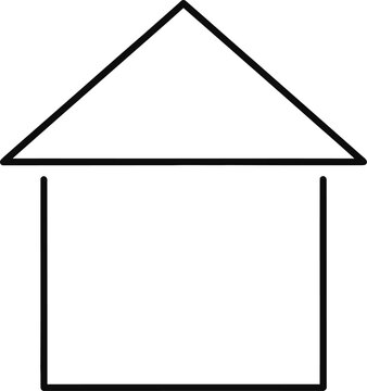 Simple House Icon Line Drawing.