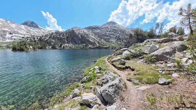 Angles of Hiking Along Rae Lake in Kings Canyon National Park