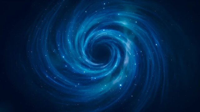 Blue spiral galaxy with star field, cosmic swirl, dark space, glowing cloud, astronomy art, deep space abstract background