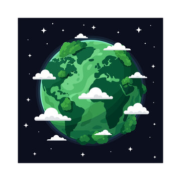 Green Earth with White Clouds.