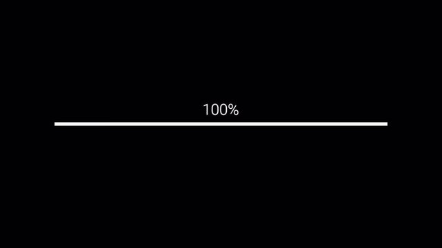 Loading Progress Bar with Percentage Counter Filling from 0 to 100 Percent &ndash; Clean Digital Interface Animation on Transparent Background in 4K.
