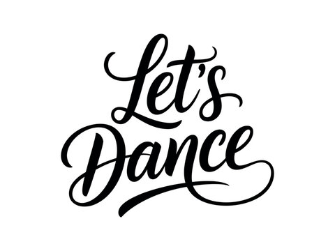 A stylized black text that reads Let's Dance on a white background