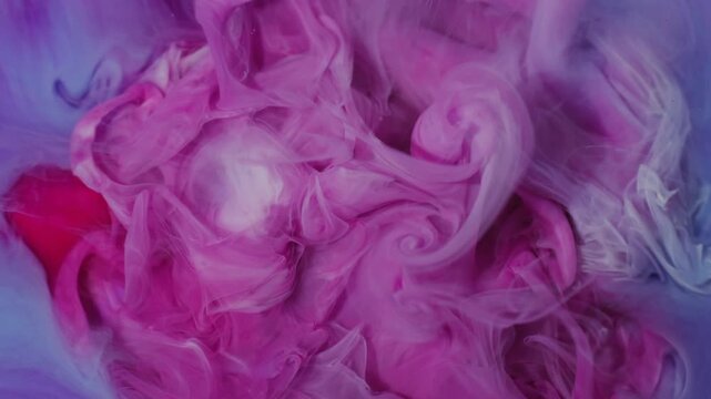 Paint blend wave. Mist art. Defocused purple white pink color cloud fume acrylic bright texture spreading on abstract creative background.