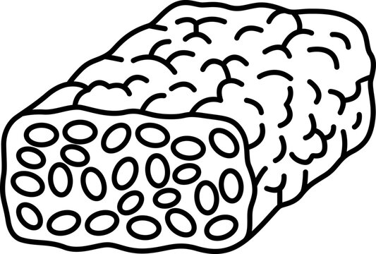 Raw Tempeh Block Soybean Fermentation Icon