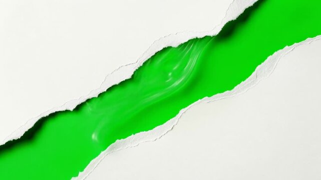 Abstract torn paper with vibrant green background for creative design and modern art concepts