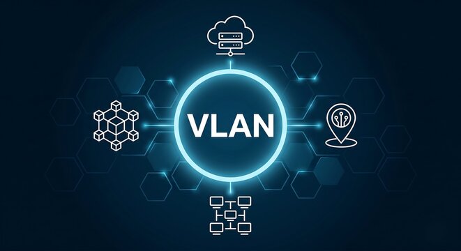VLAN Virtual Local Area Network Segmented Architecture Concept Vector