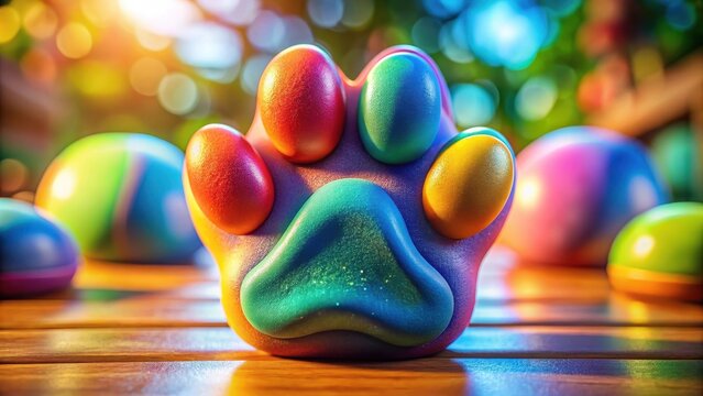 Squish paw beautiful colorful toy selective focus
