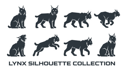 Lynx Silhouette Collection: Various Poses of Wild Cat © febri