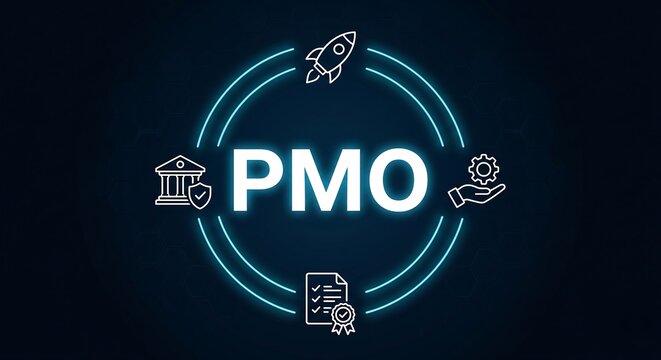 PMO Project Management Office Corporate Strategy Concept Vector Illustration