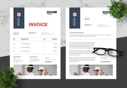 Blue And Orange Invoice Letterhead