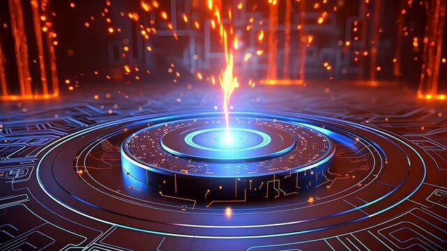Digital technology future circuit board circle scene background
