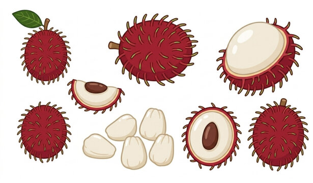 Hand drawn jackfruit cartoon collection tropical fruit vector illustration isolated on white
