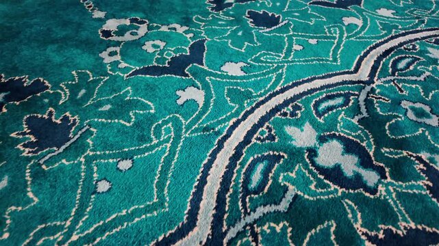 Bright carpet design with intricate patterns on display