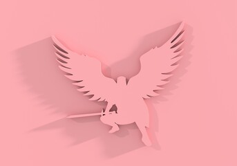 Naklejka premium Fantasy man angel warrior with wings. Warlike character. A fantasy character is a knight of light. 3D render