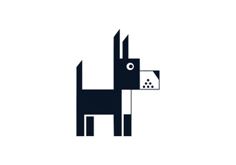 Naklejka premium Geometric black dog illustration on white background design element