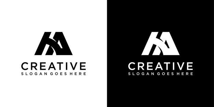 HA or AH initial letter logo design vector