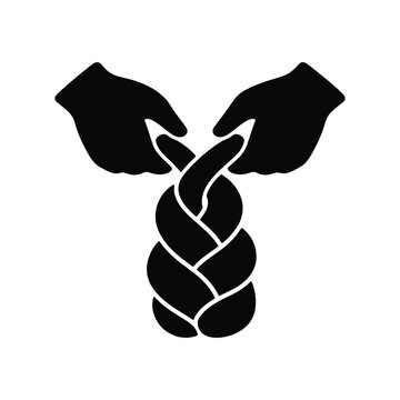 Bread Braiding Silhouette Icon for Traditional Baking Techniques