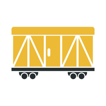 A minimalist flat vector icon of a railway freight boxcar in a solid silhouette style.