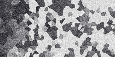 Abstract geometric mosaic pattern in grayscale with a grainy texture and varying shades of gray creating a unique textured background for digital art and design © Brainless