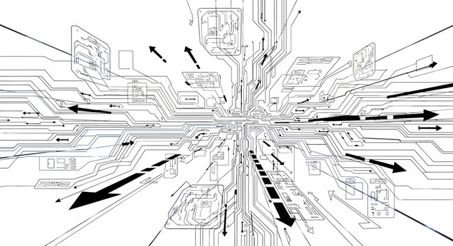 Abstract circuit board design futuristic technology illustration on white