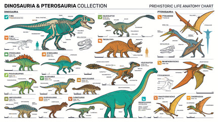 Prehistoric Life Anatomy Chart: Dinosaurs and Pterosaurs Collection © Iwak