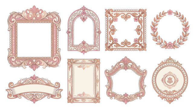 Ornate Vintage Frames and Borders Collection, Floral Decorative Elements