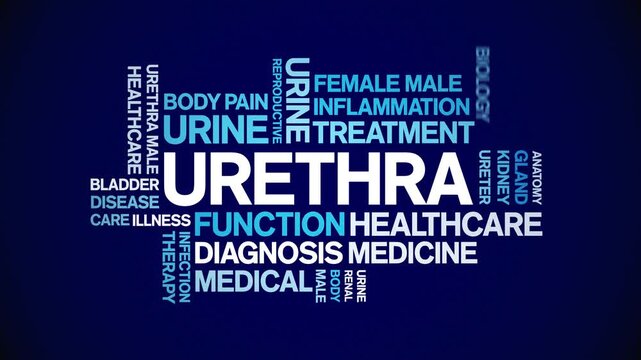 Urethra animated word cloud-text design animation tag kinetic typography seamless loop.