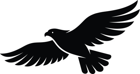 Fototapeta premium Eagle Silhouette In Flight A Black Graphic Shape On A White Background