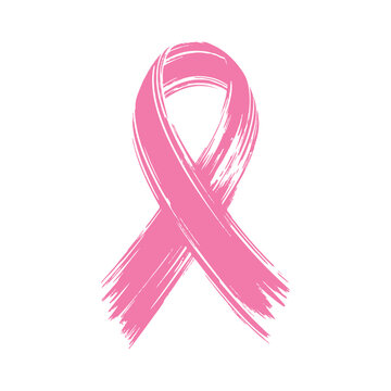 pink brush stroke ribbon vector illustration, breast cancer awareness paint ribbon design, artistic pink awareness ribbon vector, grunge breast cancer support ribbon, 