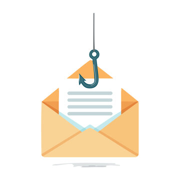 Fishing hook in open envelope with letter