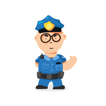 Police icon in drawing style isolated illustration.